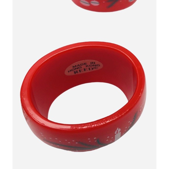 6 Vintage Christmas Napkin Rings by Reed Acrylic Red Holiday Decor Ornament MCM - Picture 12 of 13